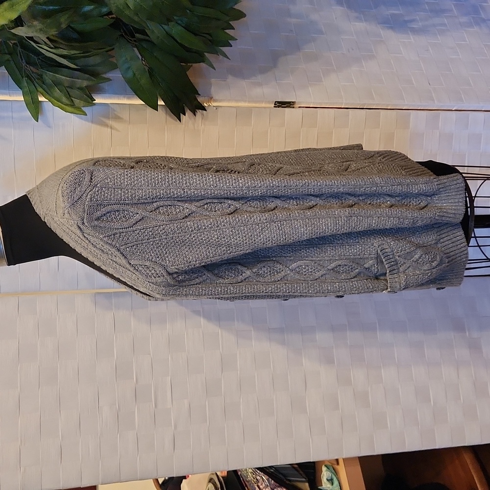 Croft & Barrow Gray Sparkle Cable Knit Cardigan - Size XL - Picture 6 of 12
